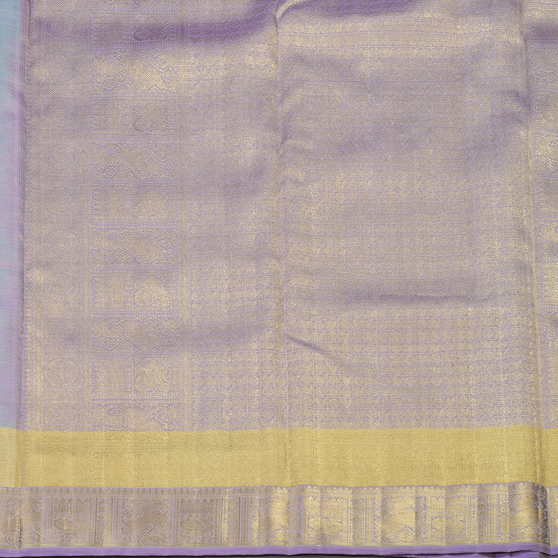 Hayagrivas Handloom Kanjivaram Nine yards silk saree in Light sky blue with lavendar BE133-SBS