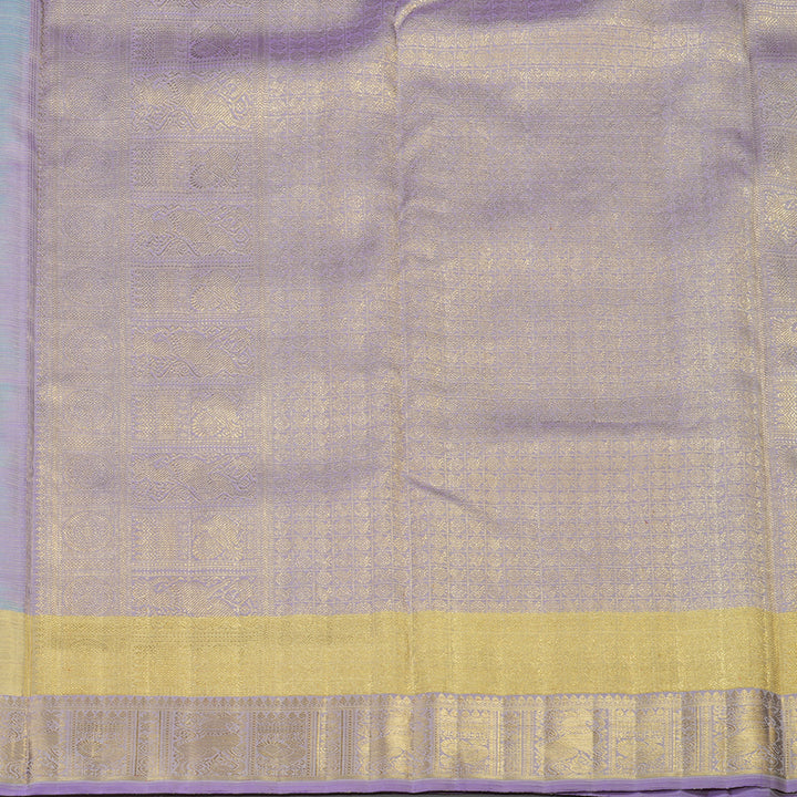 Hayagrivas Handloom Kanjivaram Nine yards silk saree in Light sky blue with lavendar BE133-SBS