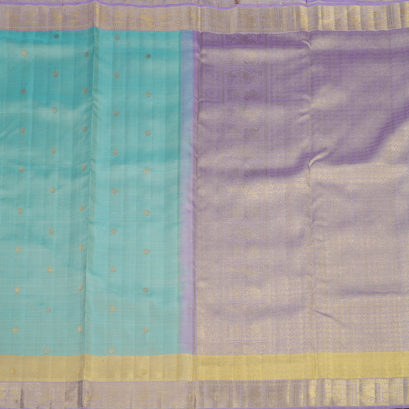 Hayagrivas Handloom Kanjivaram Nine yards silk saree in Light sky blue with lavendar BE133-SBS
