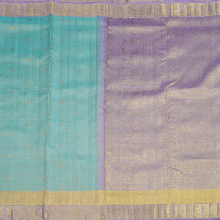 Hayagrivas Handloom Kanjivaram Nine yards silk saree in Light sky blue with lavendar BE133-SBS