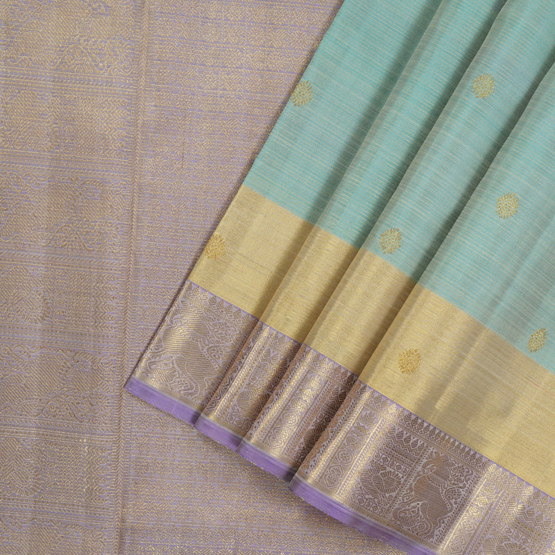 Hayagrivas Handloom Kanjivaram Nine yards silk saree in Light sky blue with lavendar BE133-SBS