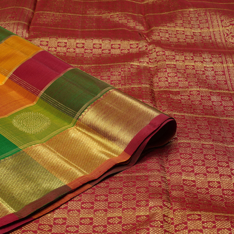 Hayagrivas Multi Colour Checks Handloom Kanjivaram Silk Saree BE58-SBS