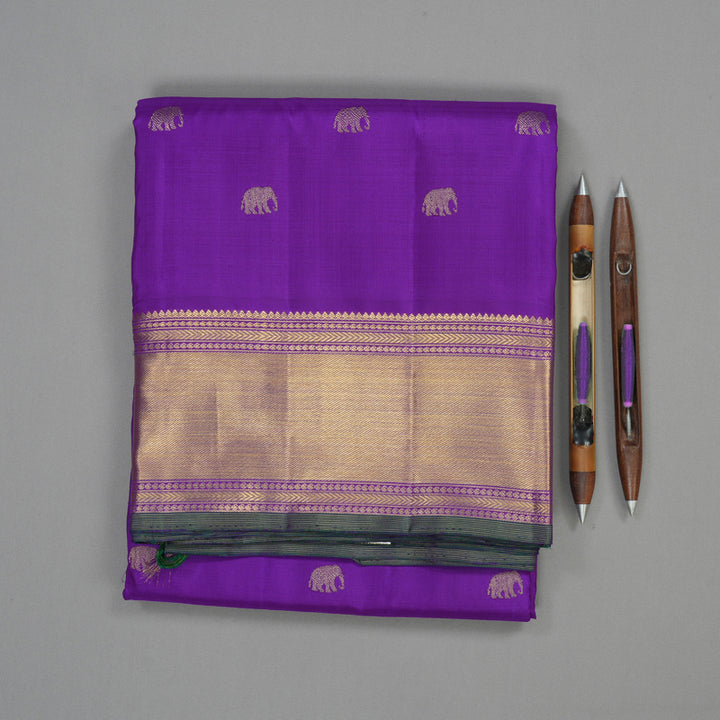 Hayagrivas Handloom Pure Kanjivaram Ten Yards Silk Saree in Attractive Purplish Blue BE248-SBS