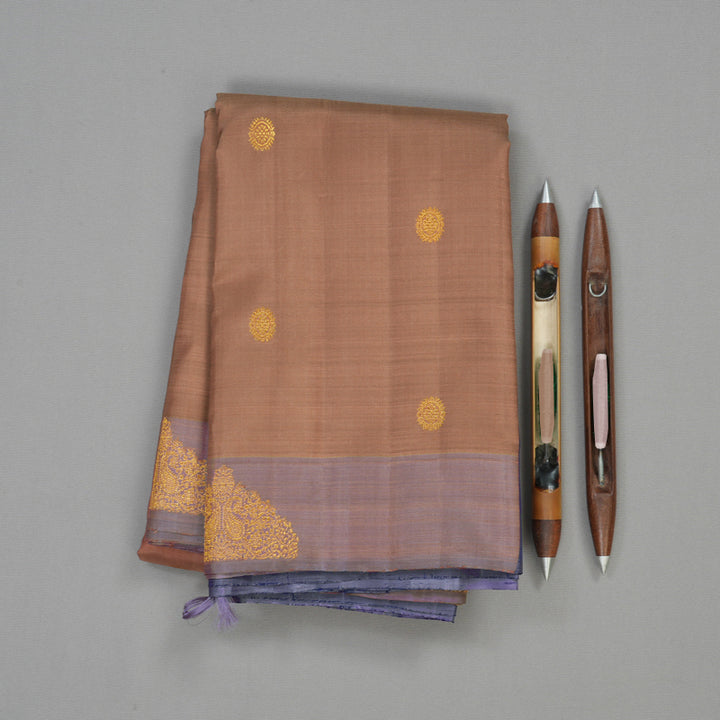 Hayagrivas Elegant Kanjivaram Silk Saree in Opulent Muted Brown with Light Lavendar BE259-SBS