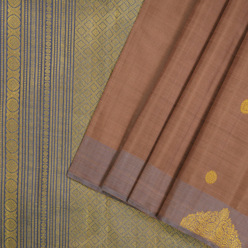 Hayagrivas Elegant Kanjivaram Silk Saree in Opulent Muted Brown with Light Lavendar BE259-SBS