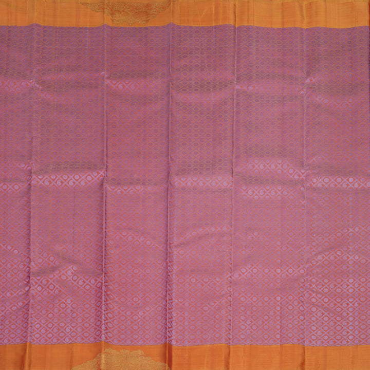 Hayagrivas Premium Kanjivaram Silk Saree in Delicate Dusty Mauve with Mango Orange BE271-SBS