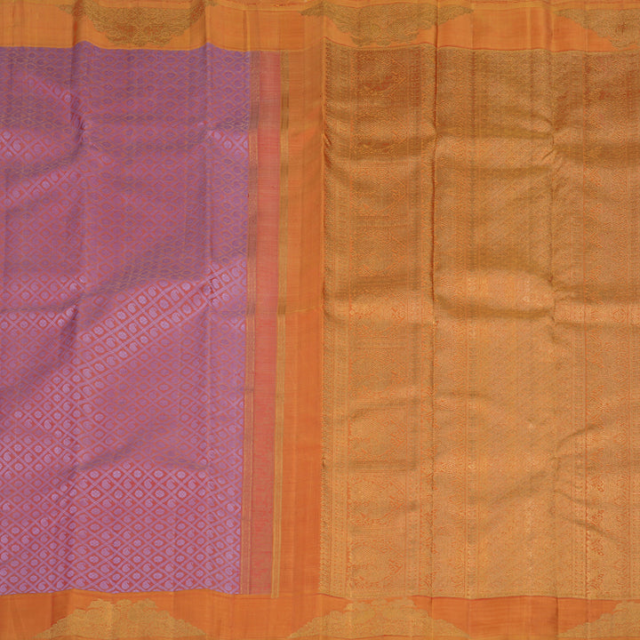 Hayagrivas Premium Kanjivaram Silk Saree in Delicate Dusty Mauve with Mango Orange BE271-SBS