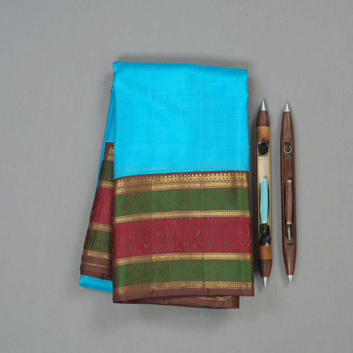 Hayagrivas Handloom Pure Kanjivaram Silk Saree in Vivid Sky Blue BE277-SBS