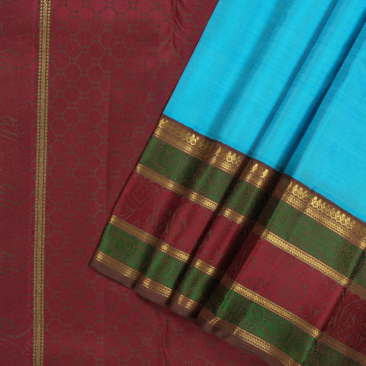 Hayagrivas Handloom Pure Kanjivaram Silk Saree in Vivid Sky Blue BE277-SBS