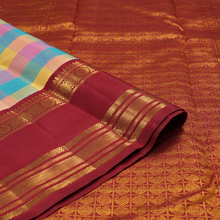 Hayagrivas Handloom Pure Kanjivaram Silk Saree in Multi Colour Checks BE280-SBS