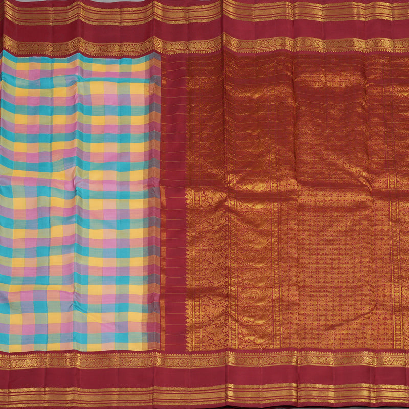 Hayagrivas Handloom Pure Kanjivaram Silk Saree in Multi Colour Checks BE280-SBS