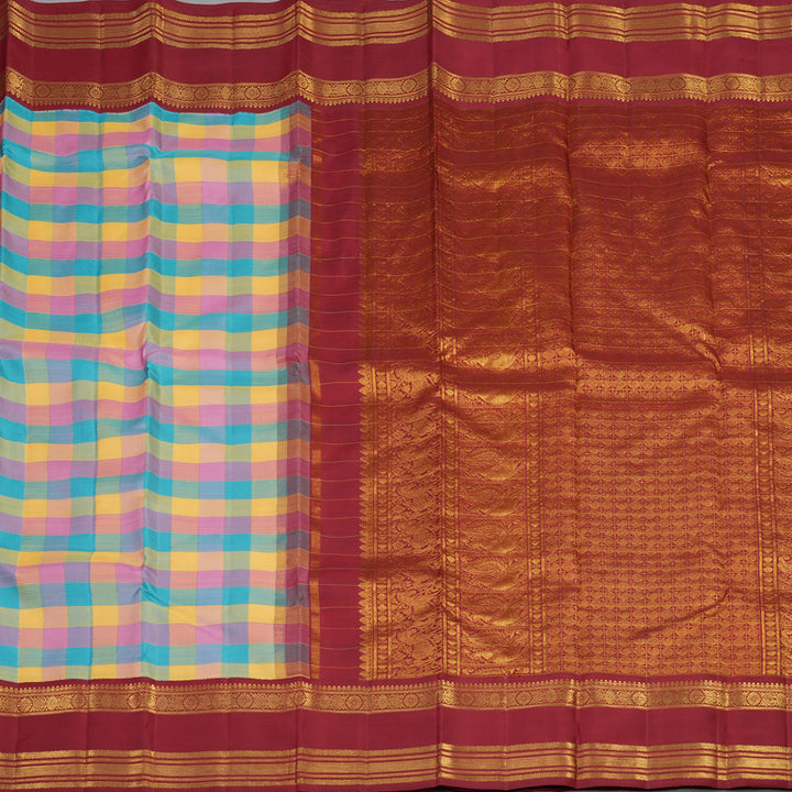 Hayagrivas Handloom Pure Kanjivaram Silk Saree in Multi Colour Checks BE280-SBS