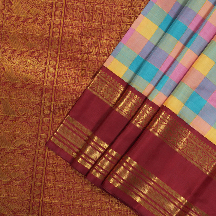 Hayagrivas Handloom Pure Kanjivaram Silk Saree in Multi Colour Checks BE280-SBS