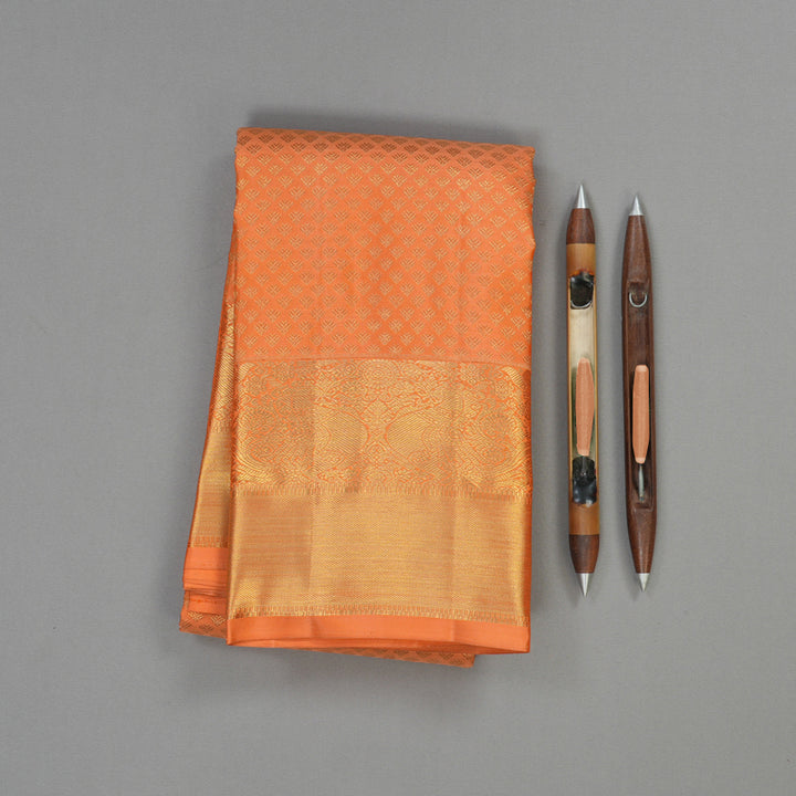 Hayagrivas Handwoven Bridal Kanjivaram silk saree in captivating Peach Orange BE292-SBS