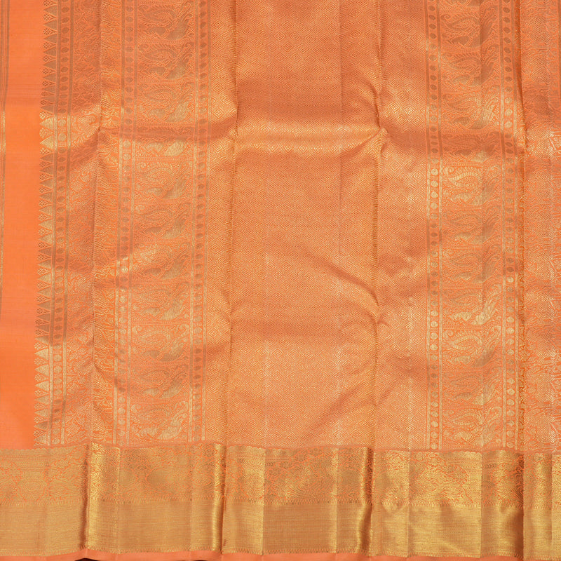 Hayagrivas Handwoven Bridal Kanjivaram silk saree in captivating Peach Orange BE292-SBS