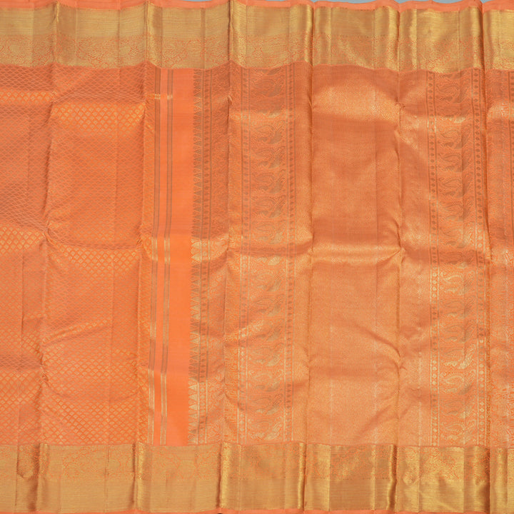Hayagrivas Handwoven Bridal Kanjivaram silk saree in captivating Peach Orange BE292-SBS