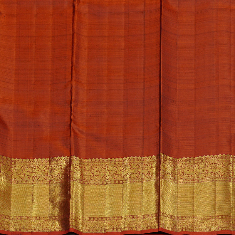 Hayagrivas Dark Brown Handloom Kanjivaram Silk Saree with Burnt Orange Border BE30-SBS