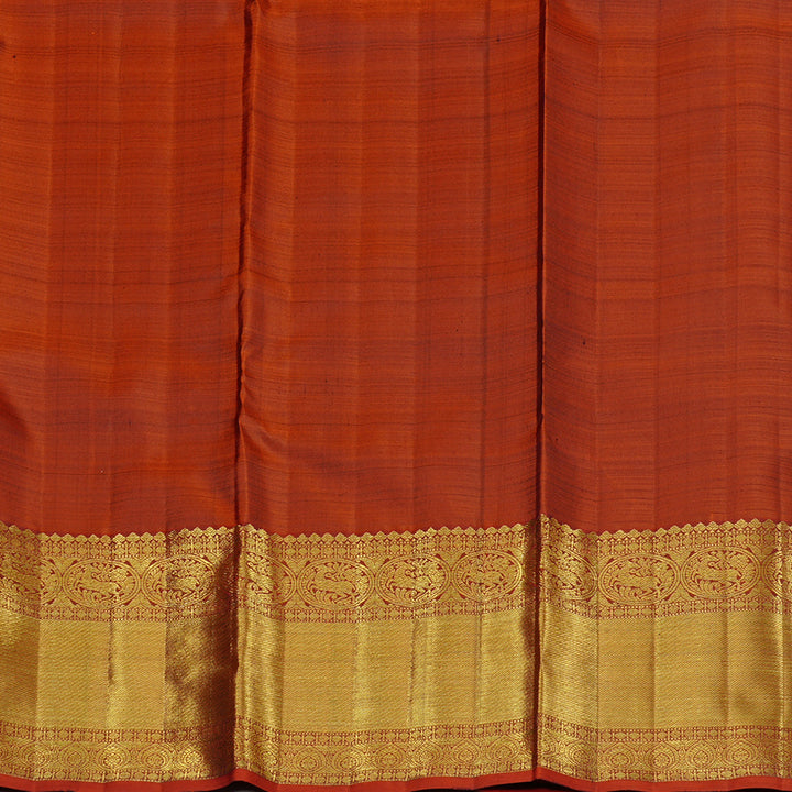 Hayagrivas Dark Brown Handloom Kanjivaram Silk Saree with Burnt Orange Border BE30-SBS
