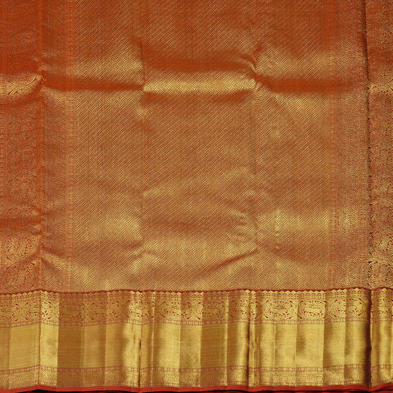 Hayagrivas Dark Brown Handloom Kanjivaram Silk Saree with Burnt Orange Border BE30-SBS