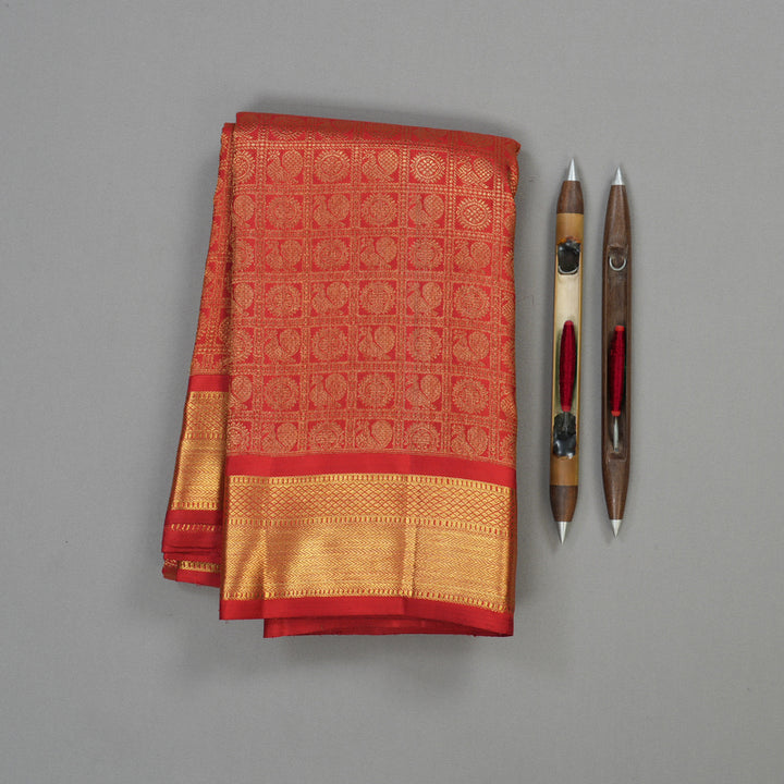 Hayagrivas stunning Bridal Kanjivaram Silk Saree in sophisticated Red BE313-SBS