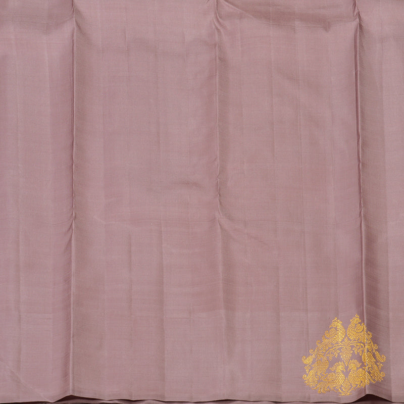 Hayagrivas Handloom Dusky Brown Kanjivaram Silk Saree with Dusky Pink Border BE317-SBS