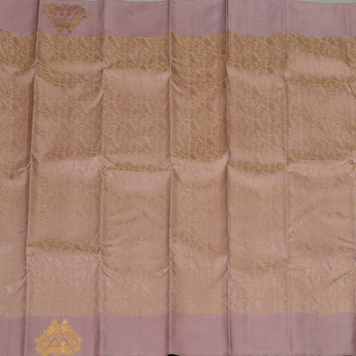 Hayagrivas Handloom Dusky Brown Kanjivaram Silk Saree with Dusky Pink Border BE317-SBS