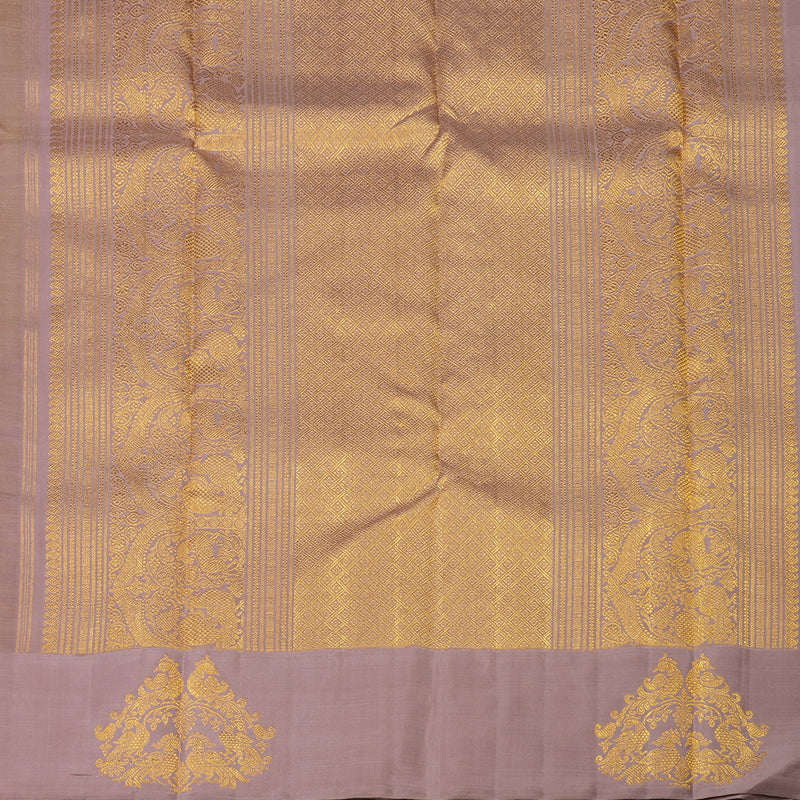Hayagrivas Handloom Dusky Brown Kanjivaram Silk Saree with Dusky Pink Border BE317-SBS