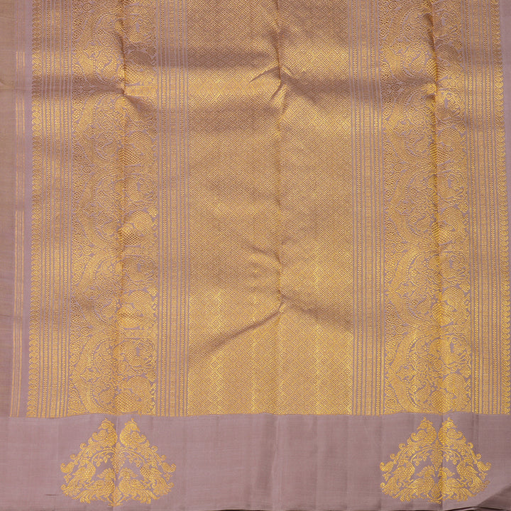 Hayagrivas Handloom Dusky Brown Kanjivaram Silk Saree with Dusky Pink Border BE317-SBS