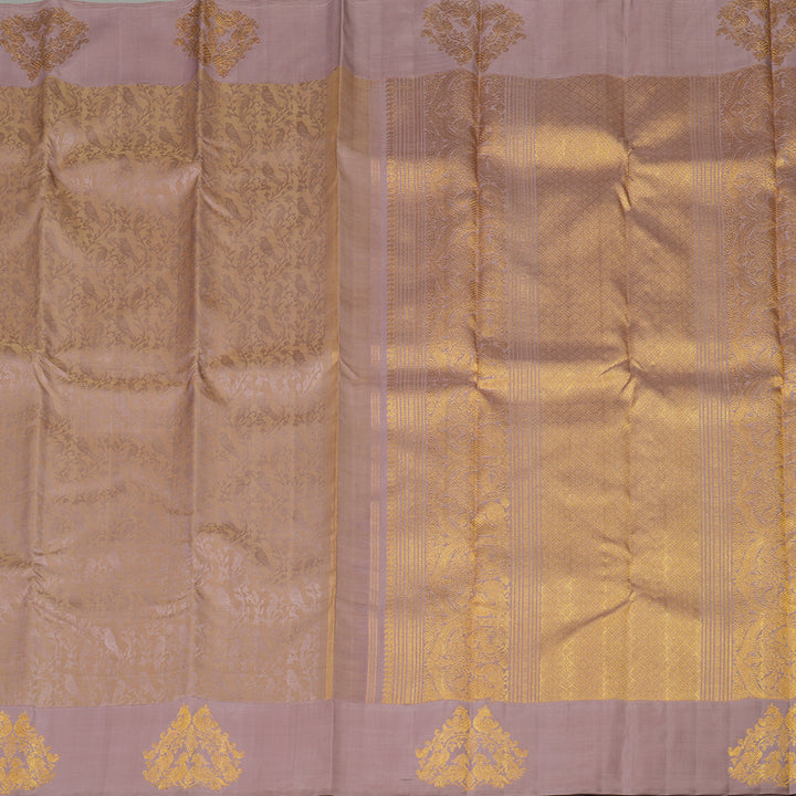Hayagrivas Handloom Dusky Brown Kanjivaram Silk Saree with Dusky Pink Border BE317-SBS