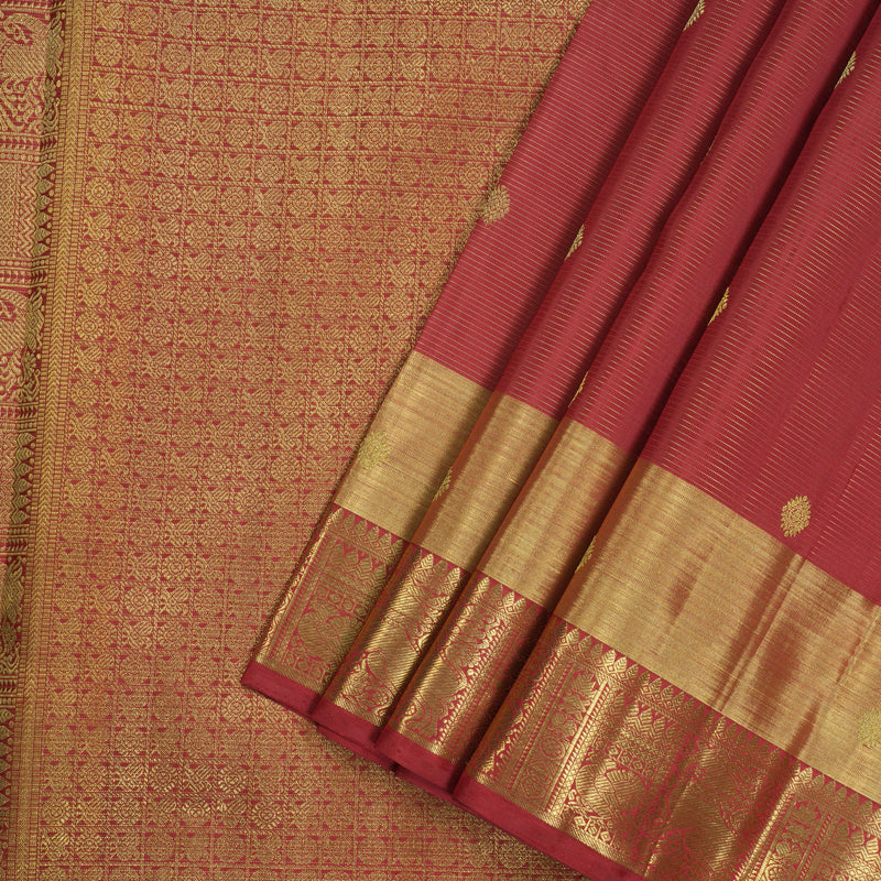 Hayagrivas Handloom Kanjivaram Vairaoosi Ten Yards Silk Saree in Maroon BE320-SBS