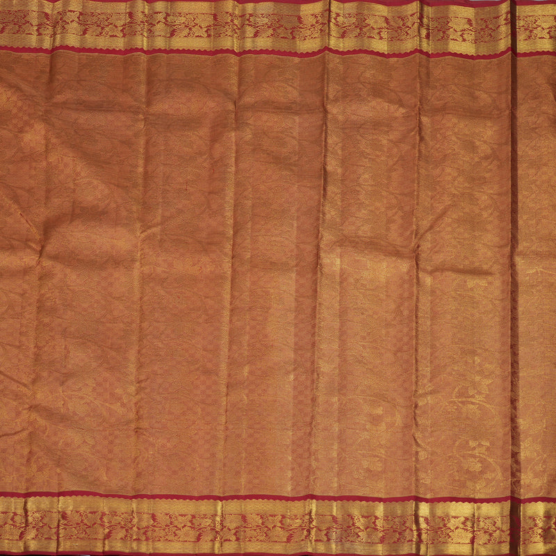 Hayagrivas Handloom Golden Maroon Kanjivaram Silk Saree with Maroon Border BE327-SBS
