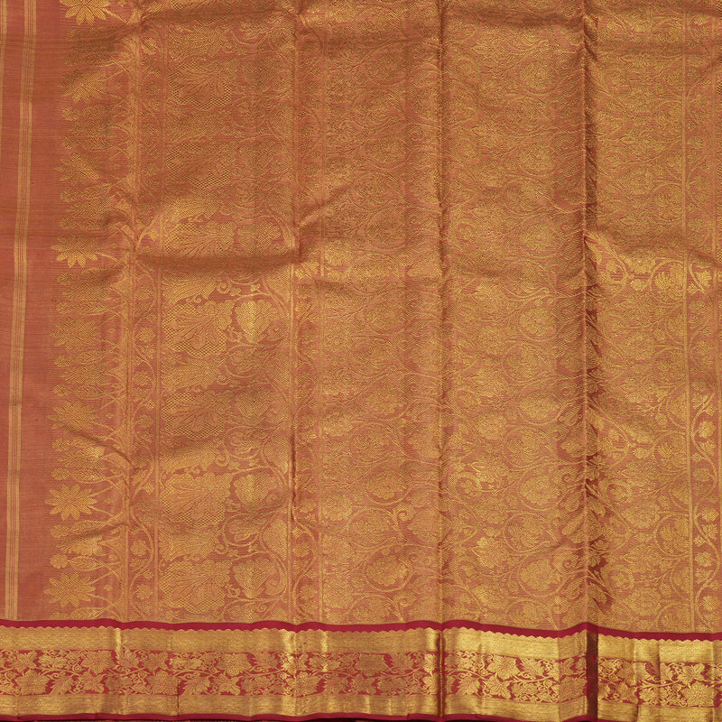 Hayagrivas Handloom Golden Maroon Kanjivaram Silk Saree with Maroon Border BE327-SBS