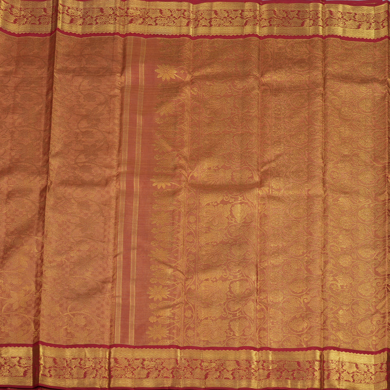 Hayagrivas Handloom Golden Maroon Kanjivaram Silk Saree with Maroon Border BE327-SBS