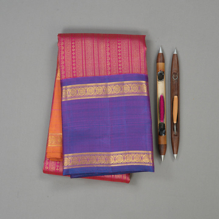 Hayagrivas Handloom Dark Pink Kanjivaram Silk Saree with Ganga Jamuna border BE329-SBS