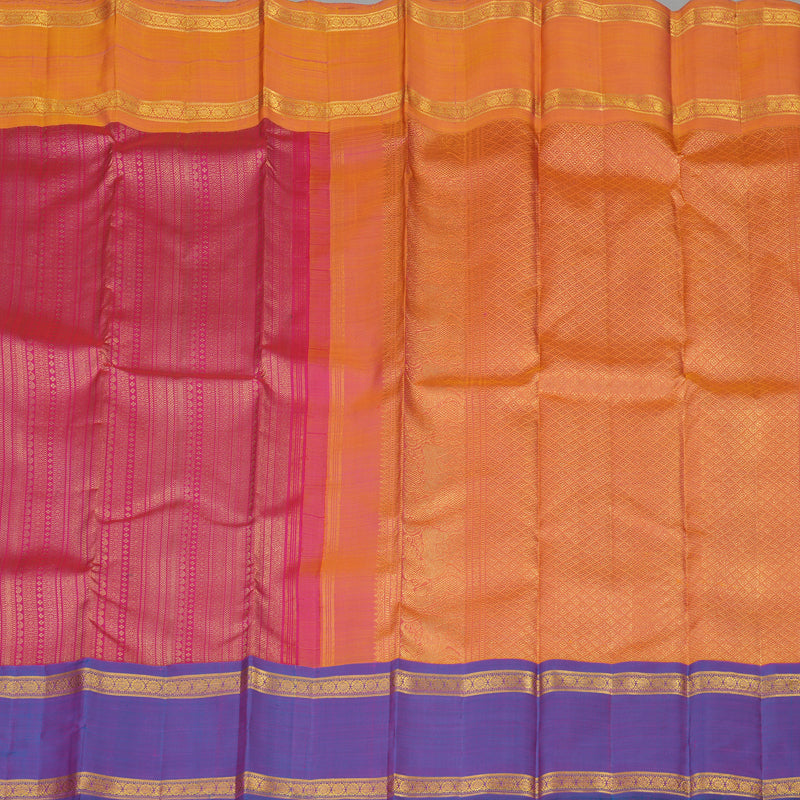 Hayagrivas Handloom Dark Pink Kanjivaram Silk Saree with Ganga Jamuna border BE329-SBS