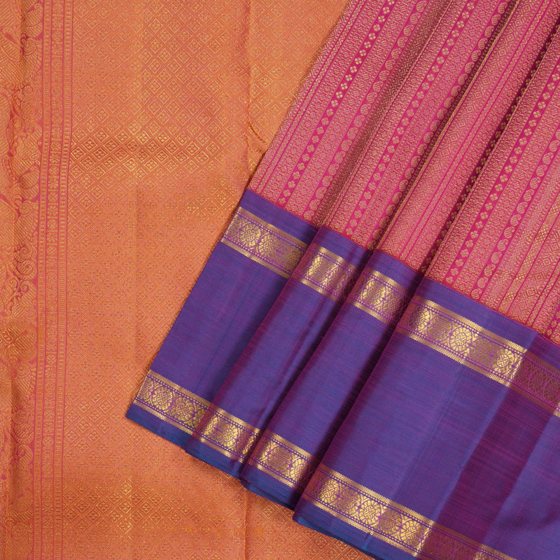 Hayagrivas Handloom Dark Pink Kanjivaram Silk Saree with Ganga Jamuna border BE329-SBS