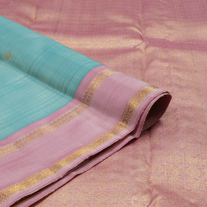 Hayagrivas Exclusive Kanjivaram Silk Saree in Powder Blue with Rosewood Pink contrast BE353-SBS