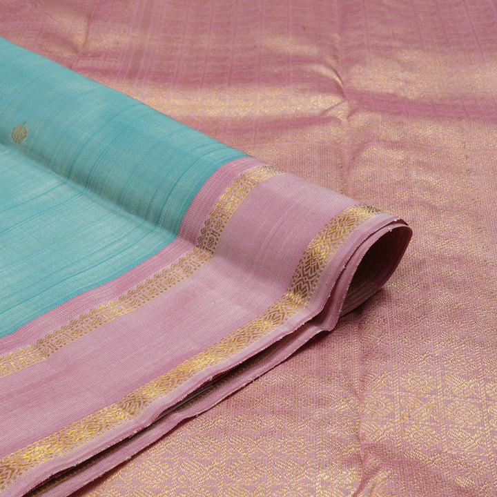 Hayagrivas Exclusive Kanjivaram Silk Saree in Powder Blue with Rosewood Pink contrast BE353-SBS