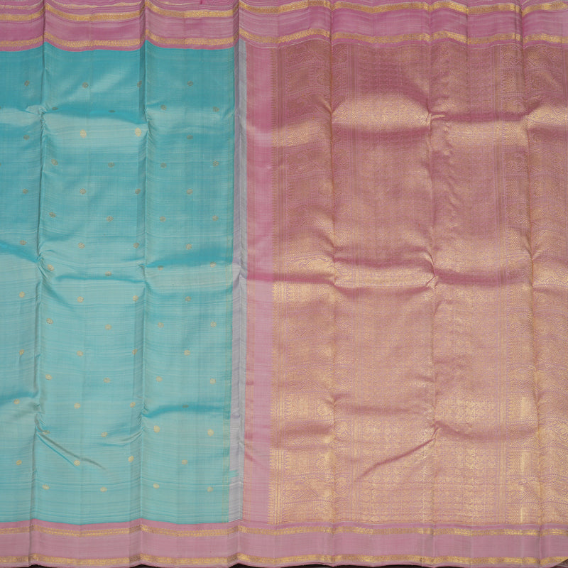 Hayagrivas Exclusive Kanjivaram Silk Saree in Powder Blue with Rosewood Pink contrast BE353-SBS