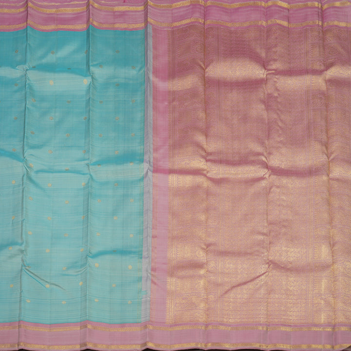 Hayagrivas Exclusive Kanjivaram Silk Saree in Powder Blue with Rosewood Pink contrast BE353-SBS