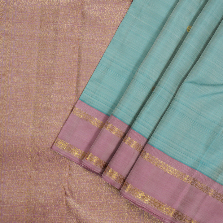 Hayagrivas Exclusive Kanjivaram Silk Saree in Powder Blue with Rosewood Pink contrast BE353-SBS