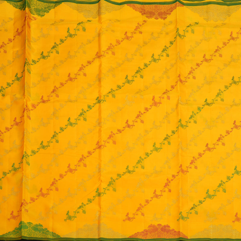 Hayagrivas Handloom Vibrant Yellow Ten Yards Kanjivaram Silk Saree BE357-SBS