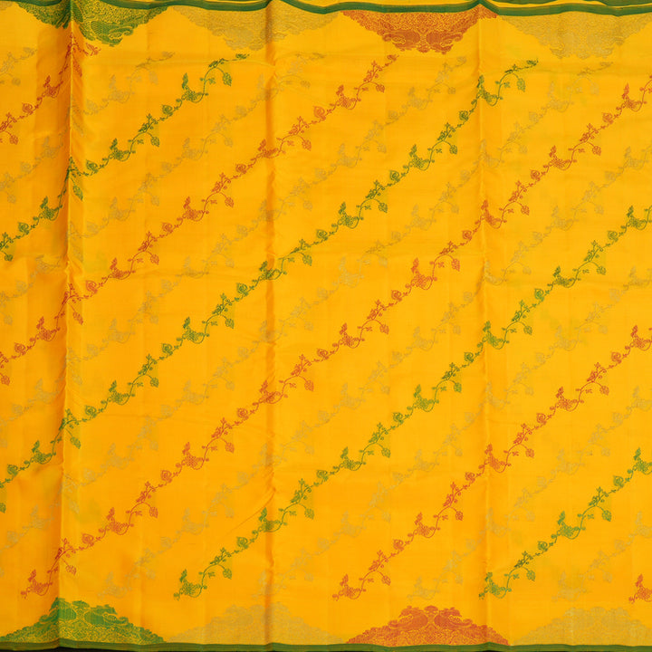 Hayagrivas Handloom Vibrant Yellow Ten Yards Kanjivaram Silk Saree BE357-SBS