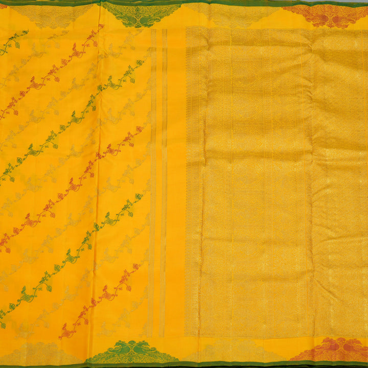 Hayagrivas Handloom Vibrant Yellow Ten Yards Kanjivaram Silk Saree BE357-SBS