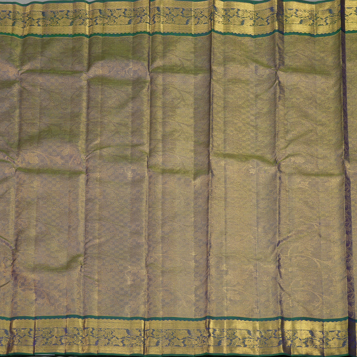 Hayagrivas Handloom Blue & Gold Kanjivaram Silk Saree with Mayilkazhuthu Shade Border BE359-SBS