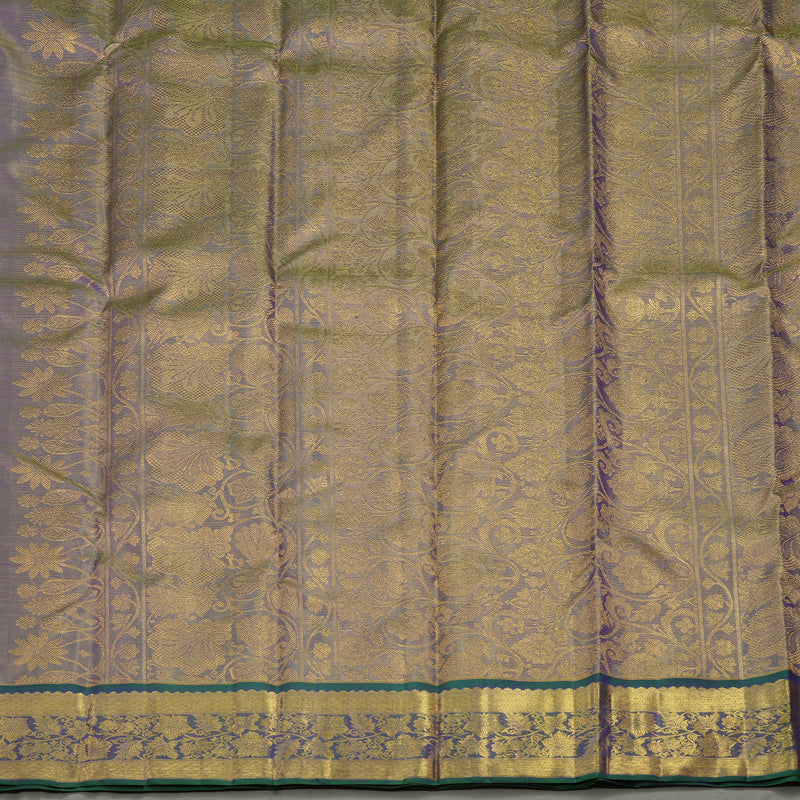 Hayagrivas Handloom Blue & Gold Kanjivaram Silk Saree with Mayilkazhuthu Shade Border BE359-SBS