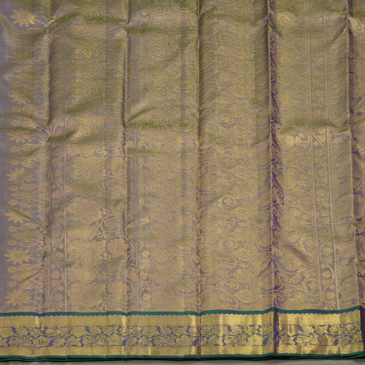Hayagrivas Handloom Blue & Gold Kanjivaram Silk Saree with Mayilkazhuthu Shade Border BE359-SBS