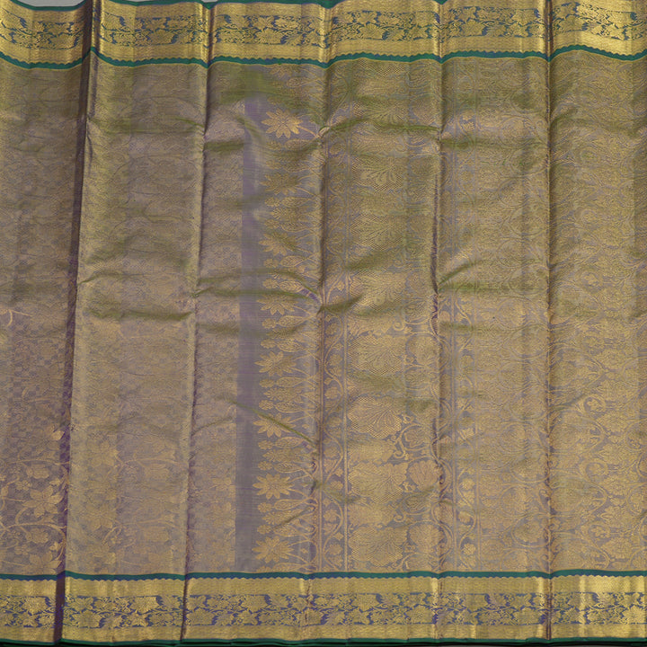Hayagrivas Handloom Blue & Gold Kanjivaram Silk Saree with Mayilkazhuthu Shade Border BE359-SBS