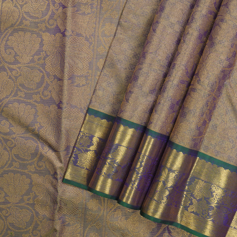 Hayagrivas Handloom Blue & Gold Kanjivaram Silk Saree with Mayilkazhuthu Shade Border BE359-SBS