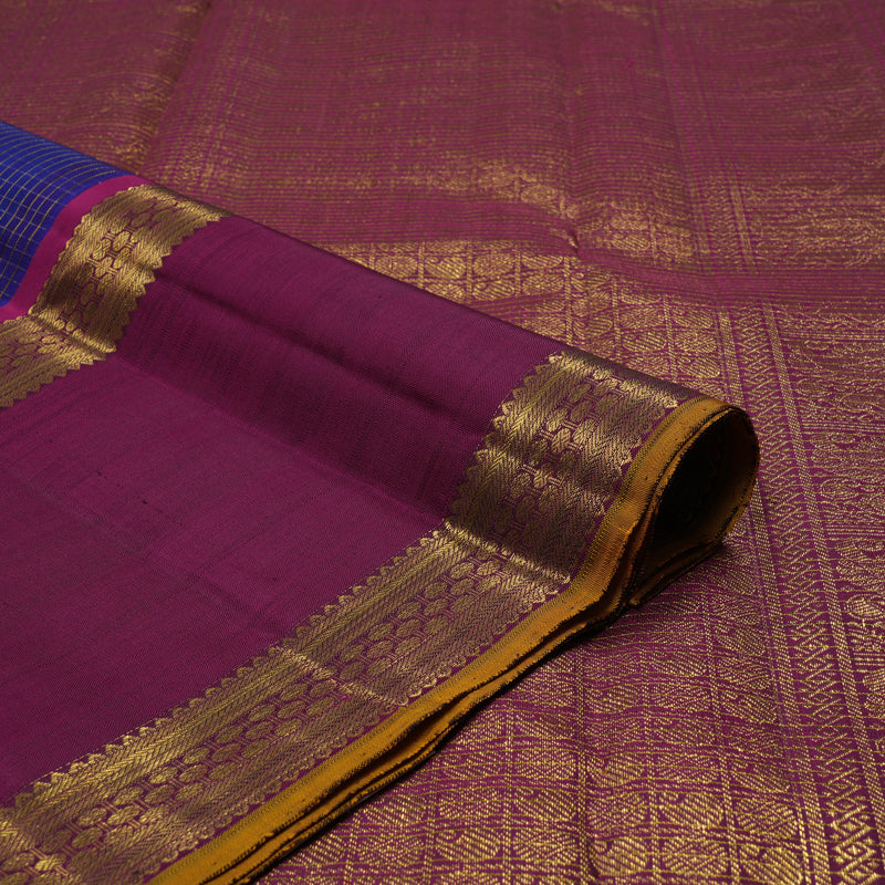 Hayagrivas Handloom Royal Blue Kanjivaram Silk Saree with Wine Purple Border BE366-SBS